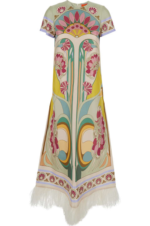 La DoubleJ for Kids La DoubleJ Long Dress 'swing Dress (with Feathers)' With Multicolored Silk Details For Women