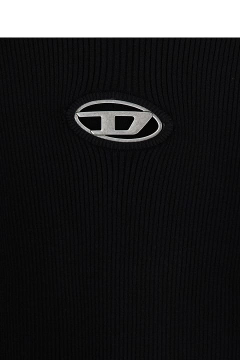 Diesel Sweaters for Women Diesel Black M-valaty Top With Logo Plaque In Viscose Woman