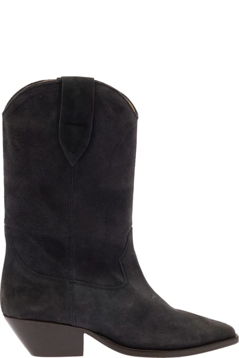 'duerto' Black Western Style Boots In Suede Woman Isabel Marant