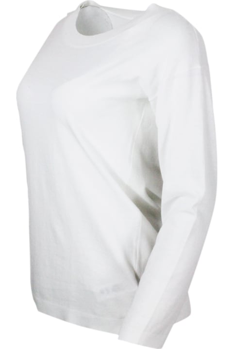 Malo Sweaters for Women Malo Crew-neck, Long-sleeved Shirt In Cotton Thread With Buttons On The Shoulder