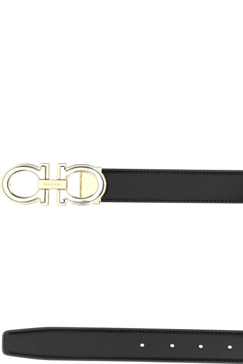 Ferragamo Belts for Women Ferragamo Black Leather Reversible Gancini Belt