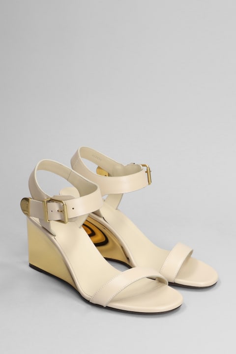 Chloé Sandals for Women Chloé Rebecca Wedges In Beige Leather