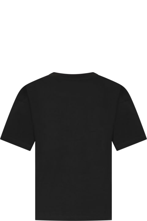 ボーイズ Mini RodiniのTシャツ＆ポロシャツ Mini Rodini Black T-shirt For Kids With Writing