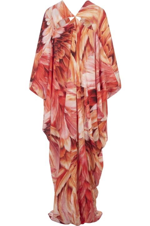 Fashion for Women Roberto Cavalli Orange Kaftan With Plumage Print