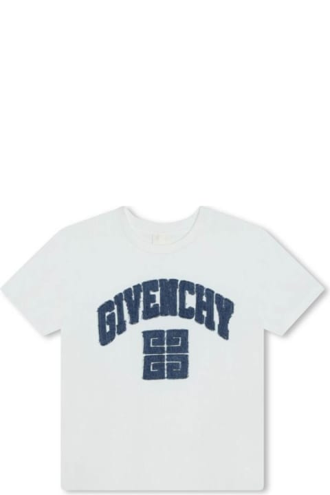 Fashion for Boys Givenchy White Crewneck T-shirt With Contrasting Logo Print In Cotton Boy