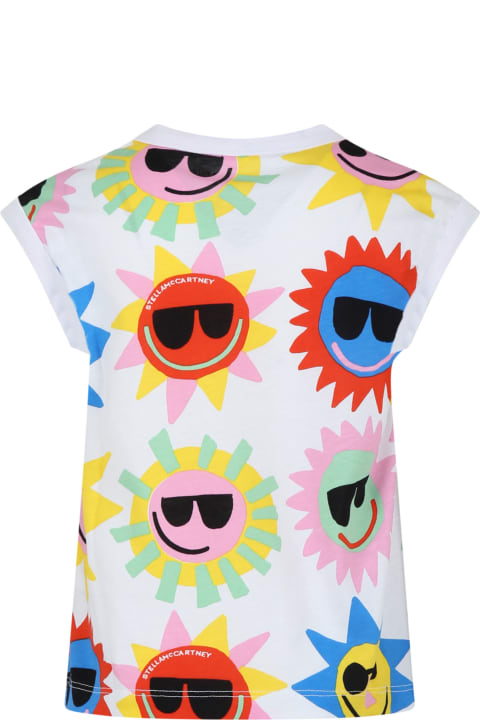 Stella McCartney Kids T-Shirts & Polo Shirts for Girls Stella McCartney Kids White Tank Top For Girl With All-over Multicolor Pattern