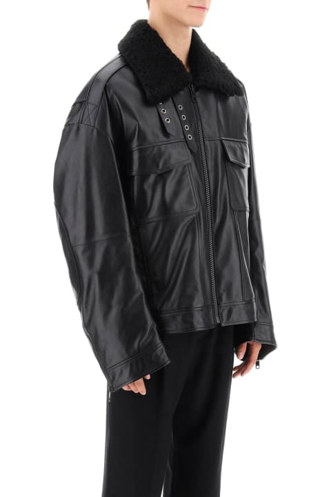 Dolce & Gabbana Coats & Jackets for Men Dolce & Gabbana Leather-and-fur Biker Jacket
