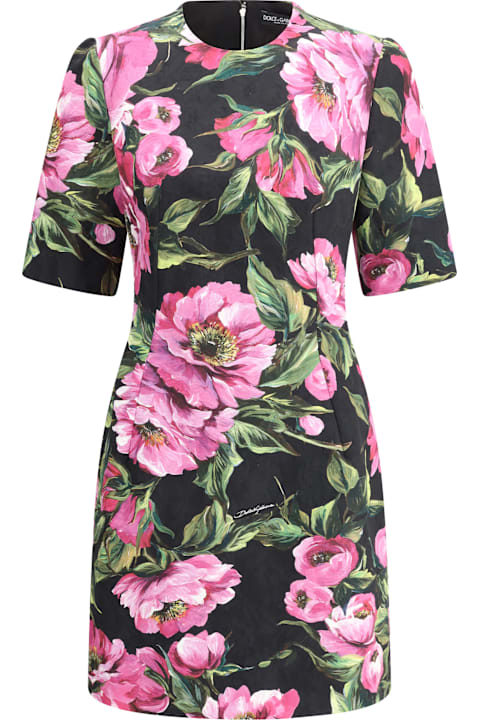 آخر صيحات الموضة من السيدات Dolce & Gabbana Peony Print Mini Dress