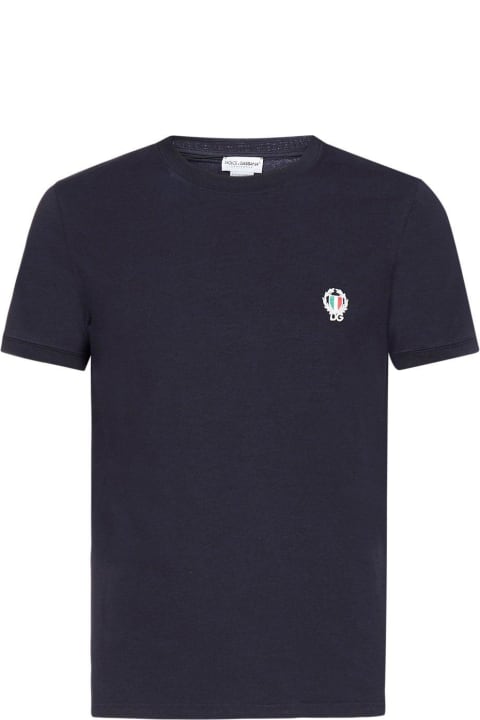Topwear for Men Dolce & Gabbana Logo Embroidered Crewneck T-shirt