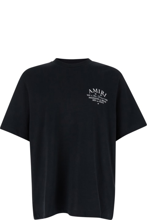 Homeware AMIRI Blacxk Crewneck T-shirt With Arts District Logo Print In Cotton Man