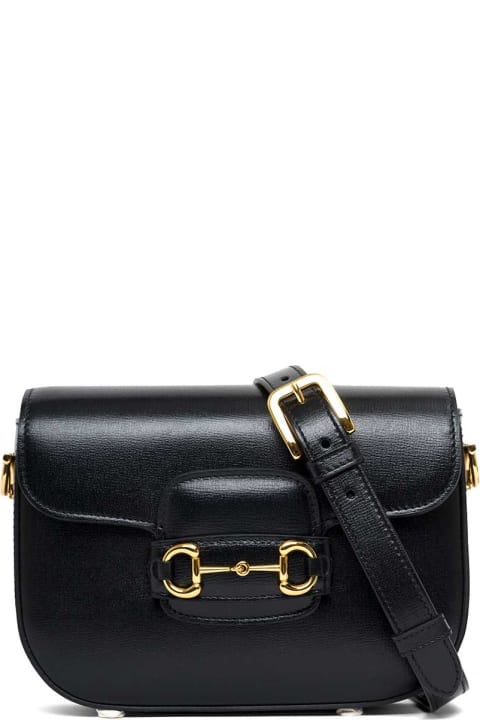 Totes for Women Gucci Woman's Horsebit 1955 Black Leather Crossbody Bag