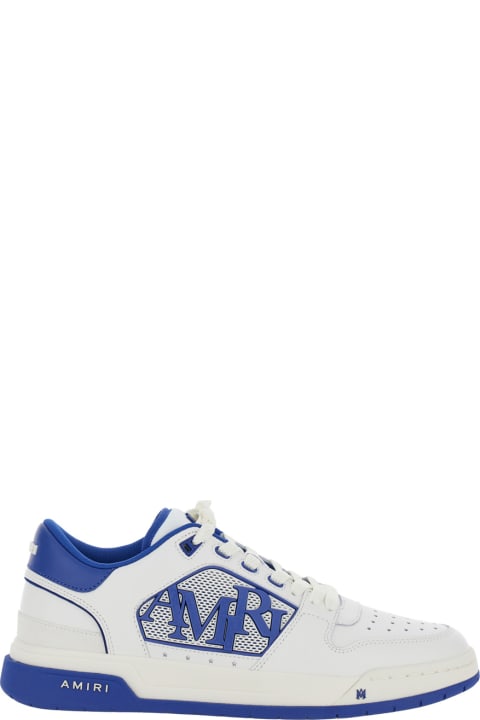 メンズ スニーカー AMIRI White And Blue Low Top Sneakers With Contrasting Logo Lettering In Cotton Man