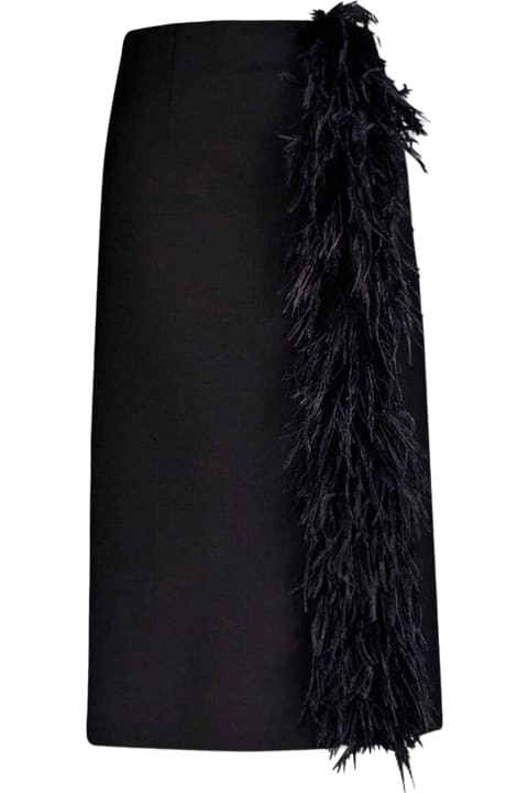 Prada for Women Prada Wool Midi Skirt With Feathers