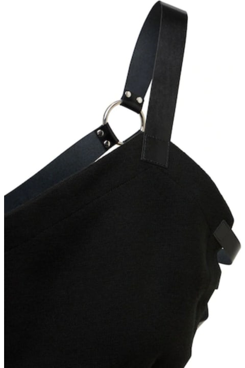 One Shoulder Top In Black Ribbed Knit