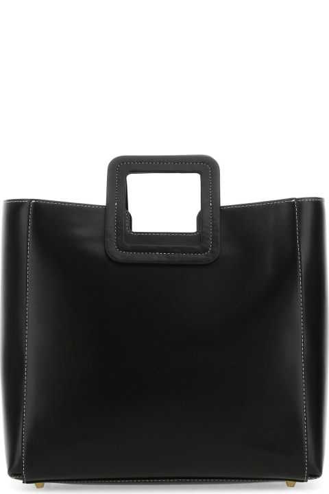 STAUD for Women STAUD Black Leather Shirley Shopping Bag