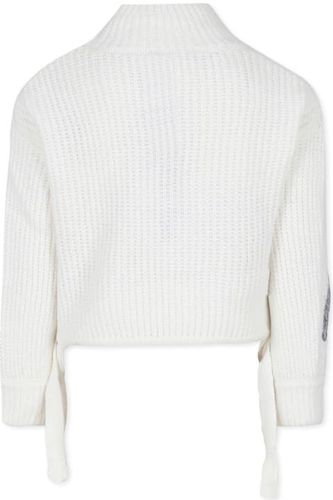 Homeware MSGM Ivory Crop Sweater For Girl With Logo