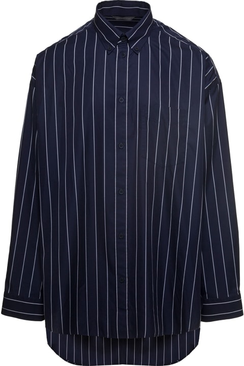 Balenciaga for Men Balenciaga Striped Blouse With Contrasting Logo