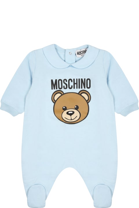 Moschino Bodysuits & Sets for Baby Boys Moschino Light Blue Set For Baby Boy With Teddy Bear