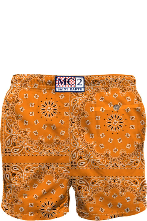 أدوات منزلية MC2 Saint Barth Man Swim Shorts With Orange Bandanna Print