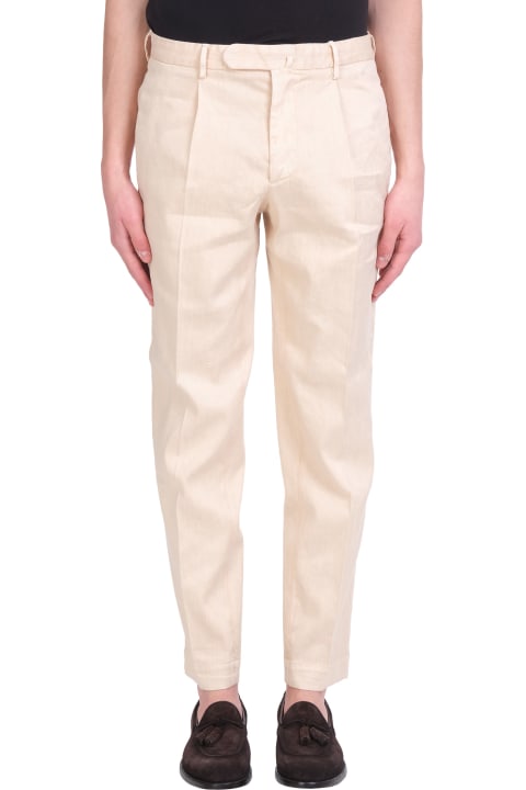 Pants In Taupe Cotton And Linen