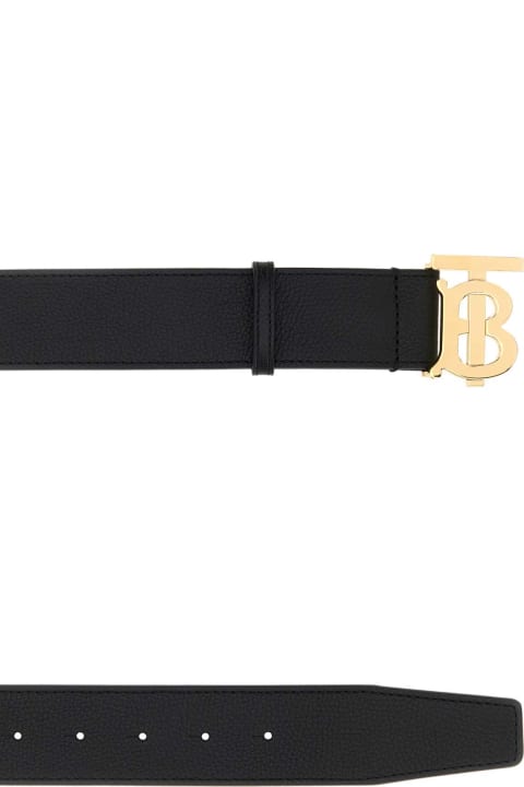 メンズ Burberryのベルト Burberry Black Leather Belt