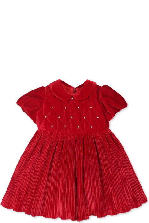 أدوات منزلية Monnalisa Red Dress For Baby Girl With Rhinestones