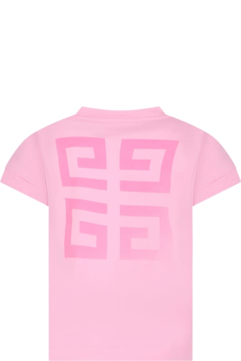 Topwear for Girls Givenchy Pink T-shirt For Girl With Logo