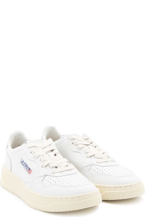 Autry White And Silver Leather 01 Low Top Sneakers