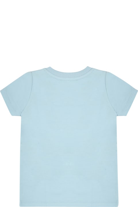 Fashion for Baby Girls Moschino Light Blue Dress For Baby Girl With Teddy Bear And Logo