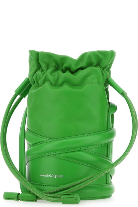 ウィメンズ新着アイテム Alexander McQueen Grass Green Leather Bucket Bag