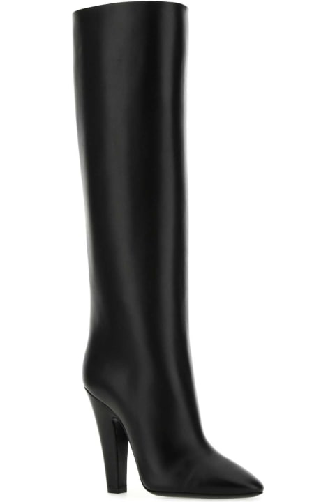 ウィメンズ Saint Laurentのブーツ Saint Laurent Black Nappa Leather 68 Tube Boots