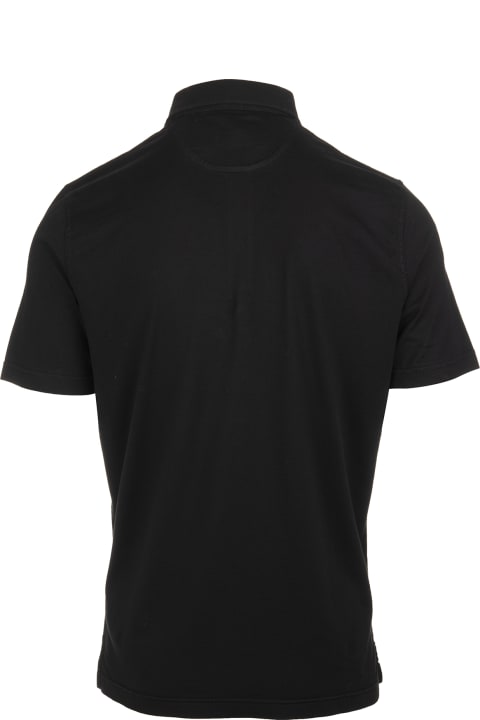 Fashion for Men Fedeli Black Polo Shirt In Organic Cotton