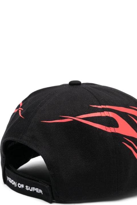 Vision of Super Hats for Men Vision of Super Black Cap With Red Tribal Print