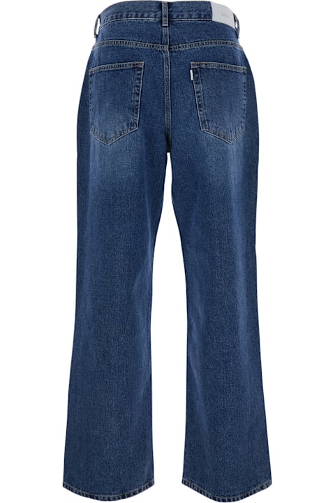 Dunst for Kids Dunst Blue Five Pocket Jeans With Logo Patch On The Back In Denim Man