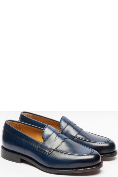 Berwick 1707 Shoes for Men Berwick 1707 Blue Leather Penny Loafer