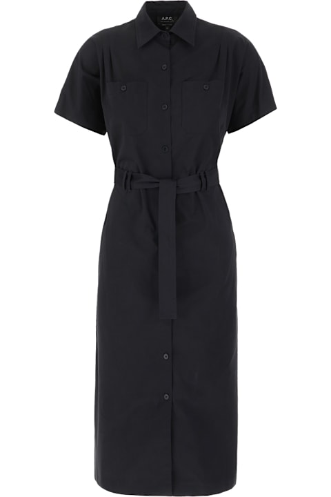 A.P.C. فساتين لـ السيدات A.P.C. Black Cotton Shirt Dress