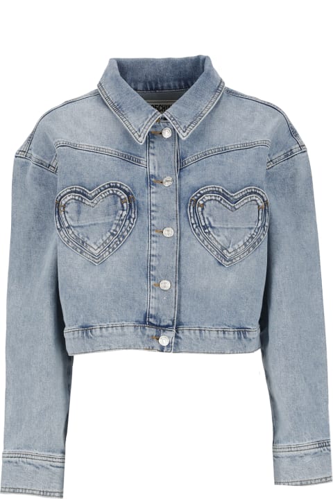 Fashion for Women M05CH1N0 Jeans Heart Pockets Denim Jacket