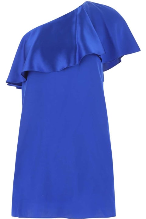 Saint Laurent for Women Saint Laurent Blue Satin Mini Dress