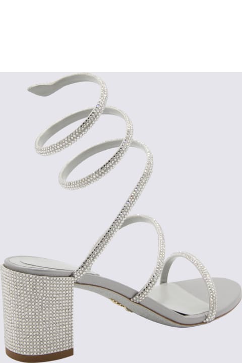 Sandals for Women René Caovilla Silver Crystal Leather Cleo Sandals
