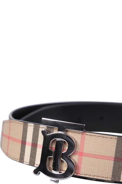 Belts for Men Burberry Burberry Check And Leather Belt