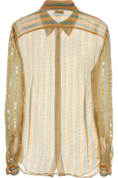 Fashion for Women Dries Van Noten Embroidered Silk Chowy Shirt