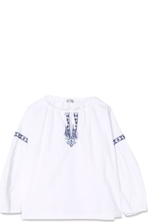 Topwear for Girls Il Gufo White/blue M/long Shirt