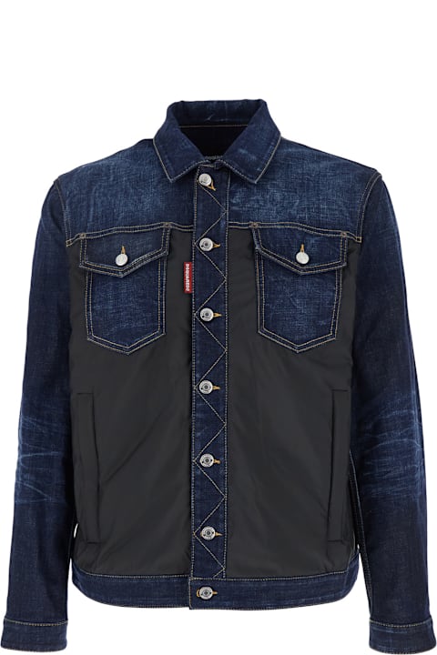 Dsquared2 Coats & Jackets for Men Dsquared2 Black Jacket With Classic Collar And Front And Rear Down Filled Panel In Dnim Man