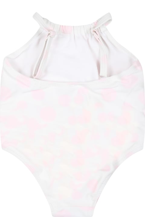 ベビーガールズ 水着 Marc Jacobs White One-piece Swimsuit For Baby Girl With Polka Dot Pattern