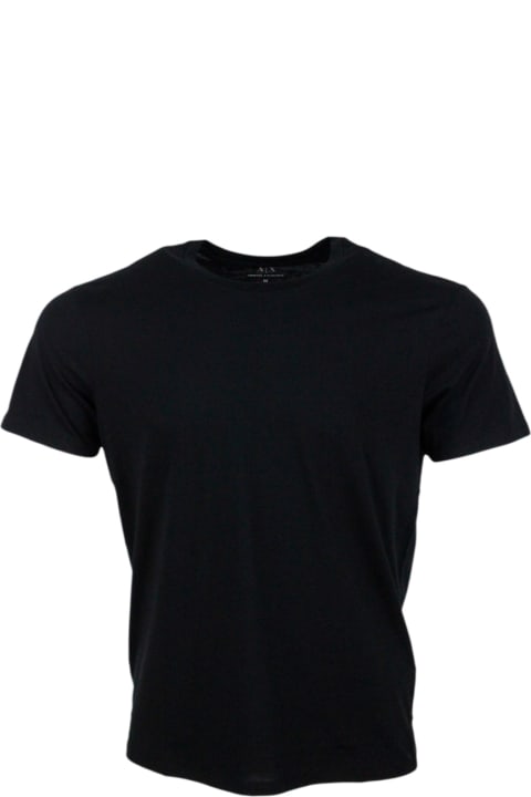 Armani Collezioni for Kids Armani Collezioni Short-sleeved Crew-neck T-shirt With Small Studded Logo On The Chest And Bottom