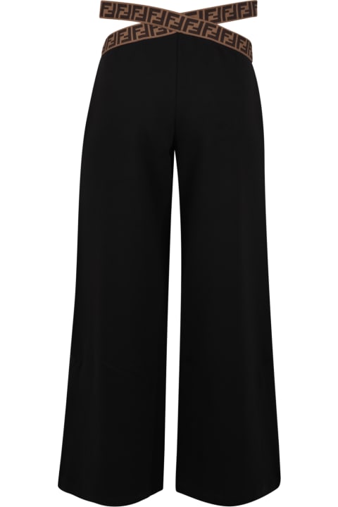 Bottoms for Girls Fendi Black Trousers For Girl With Ff Logo