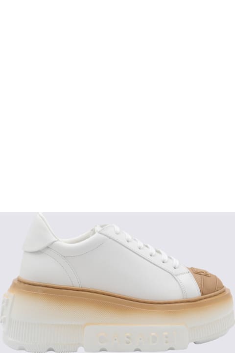 Casadei for Women Casadei White Beige Leather Sneakers