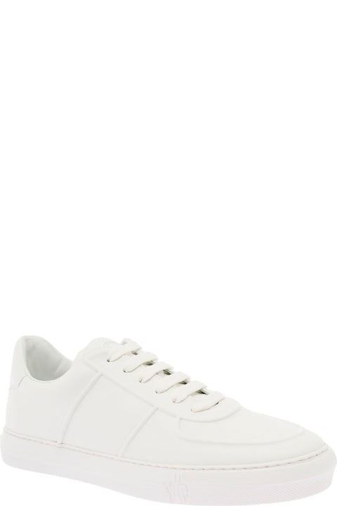New York White Leather Sneaker With Logo Moncler Man