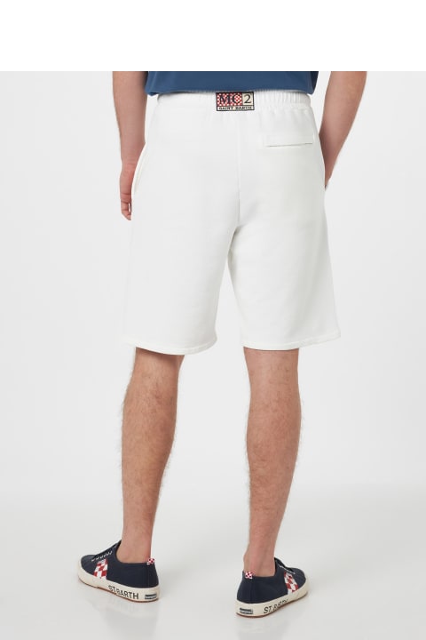 أدوات منزلية MC2 Saint Barth Man White Cotton Fleece Bermuda Shorts Randle
