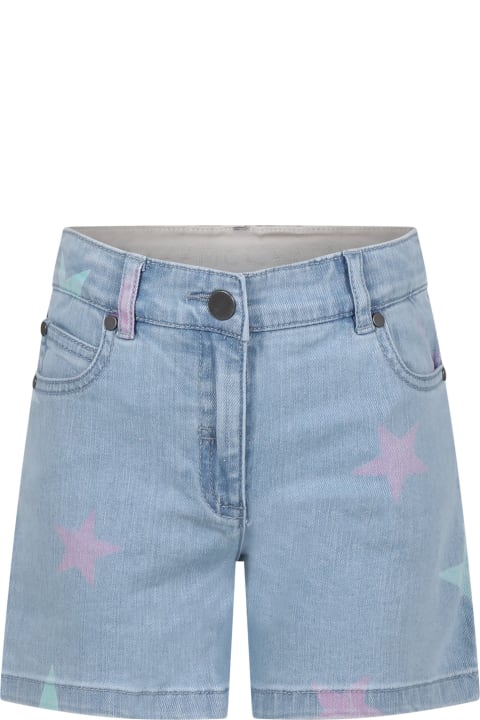 Stella McCartney Kids Stella McCartney Kids Denim Shorts For Girl With All-over Stars